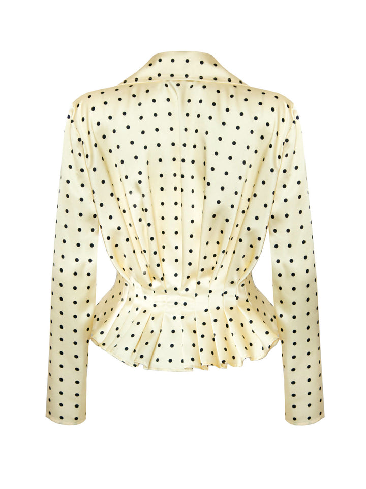 "Irena" Pleated Shirt - Polka Dot