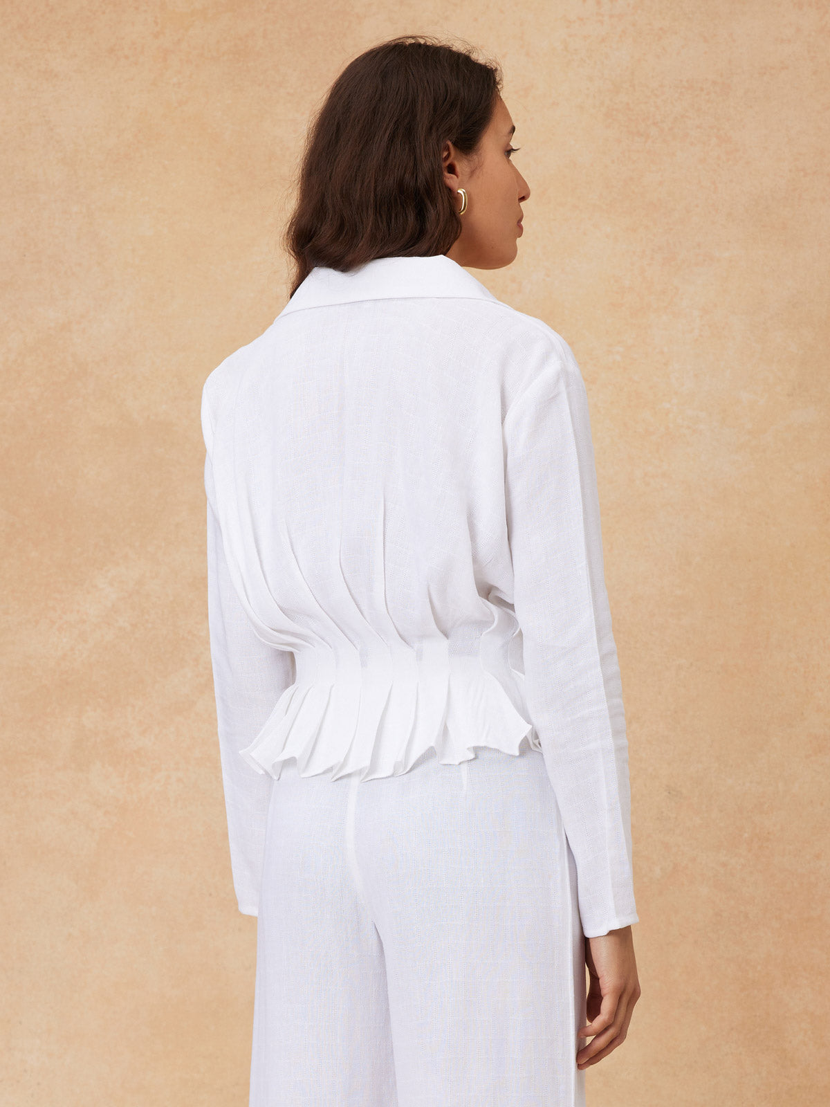 "Irena" Pleated Shirt - White
