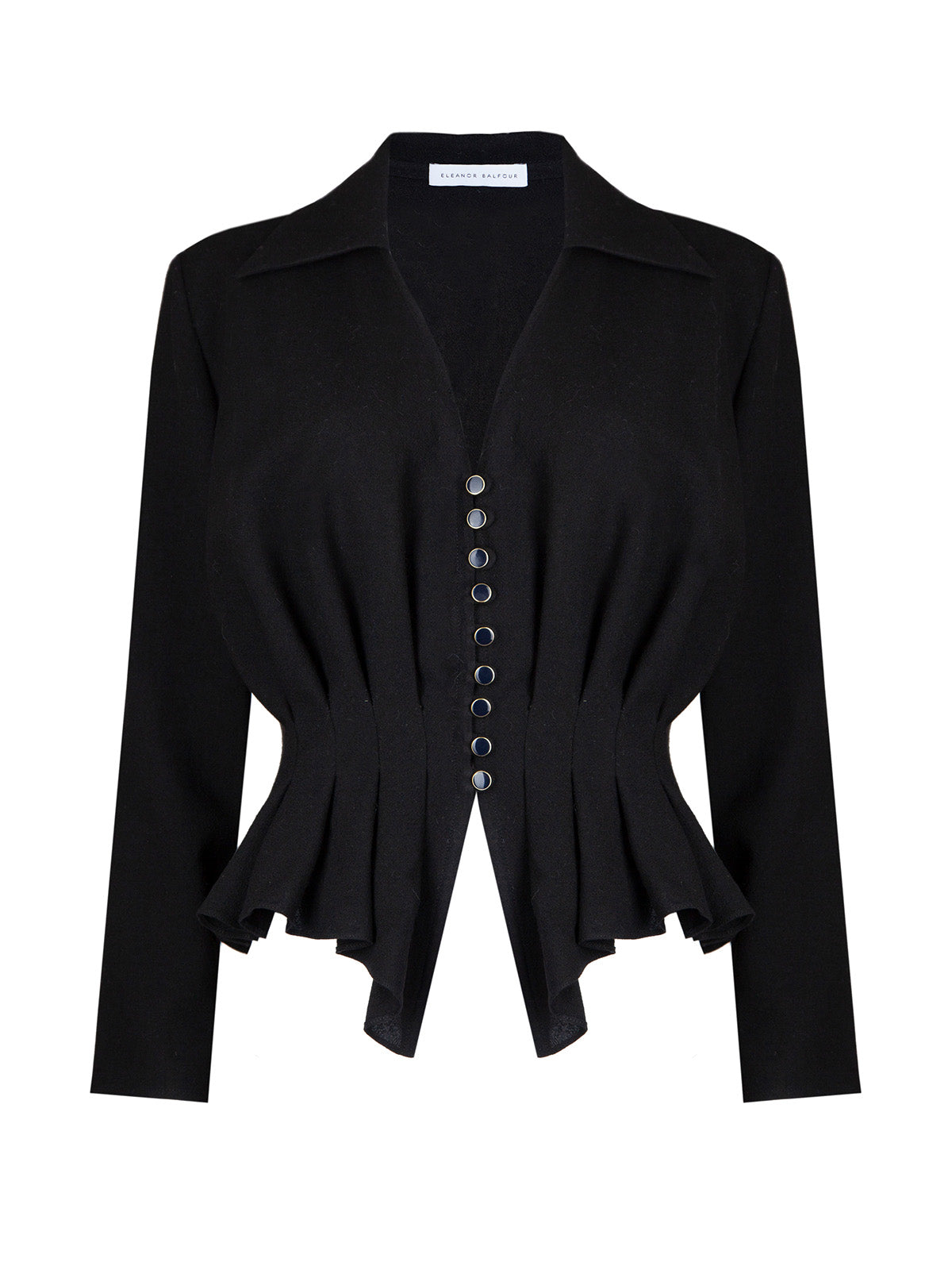 "Irena" Pleated Shirt - Black