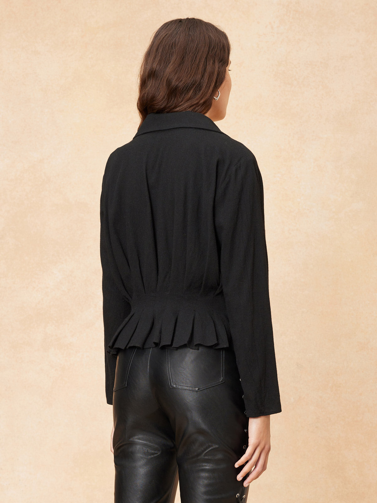"Irena" Pleated Shirt - Black