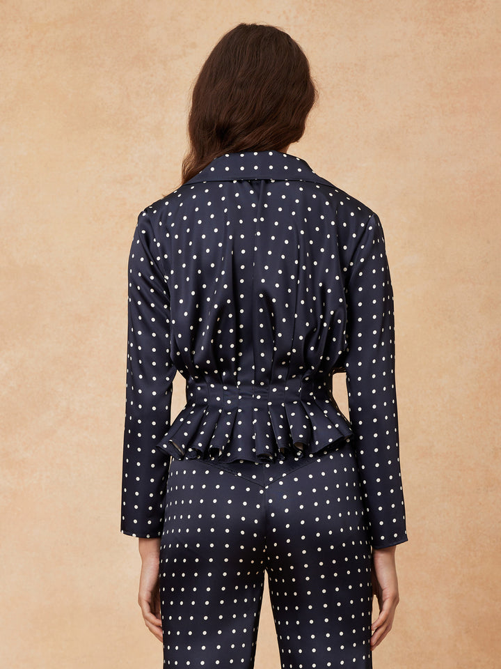 "Irena" Pleated Shirt - Polka Dot