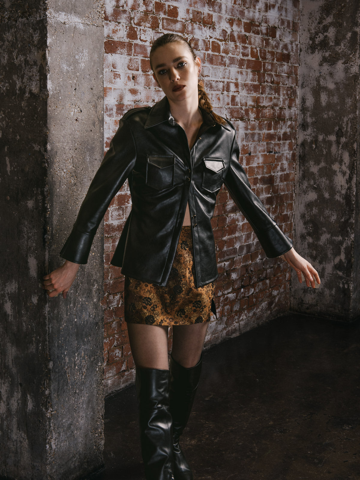 "Harlow" Vegan Leather Shirt